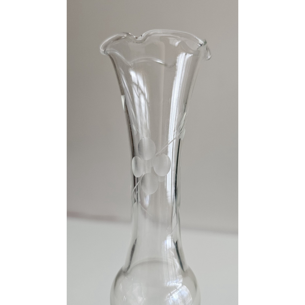 Vintage Watrous Sterling Silver Base Bud Vase Etched Glass Floral Vase 6.5" - Picture 4 of 11